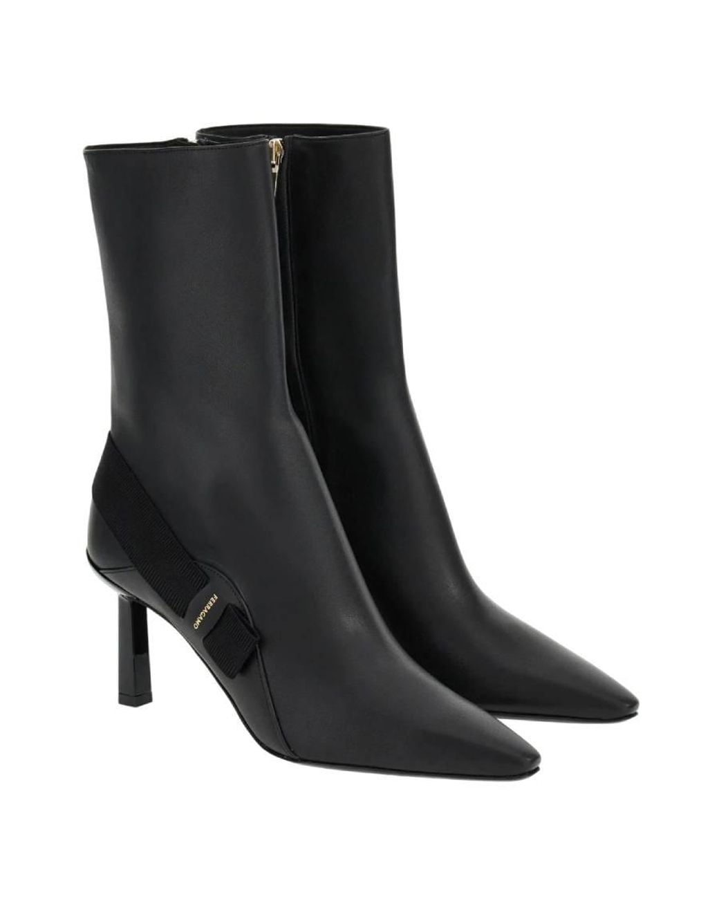 Ferragamo Black Virgilia Leather Ankle Boots