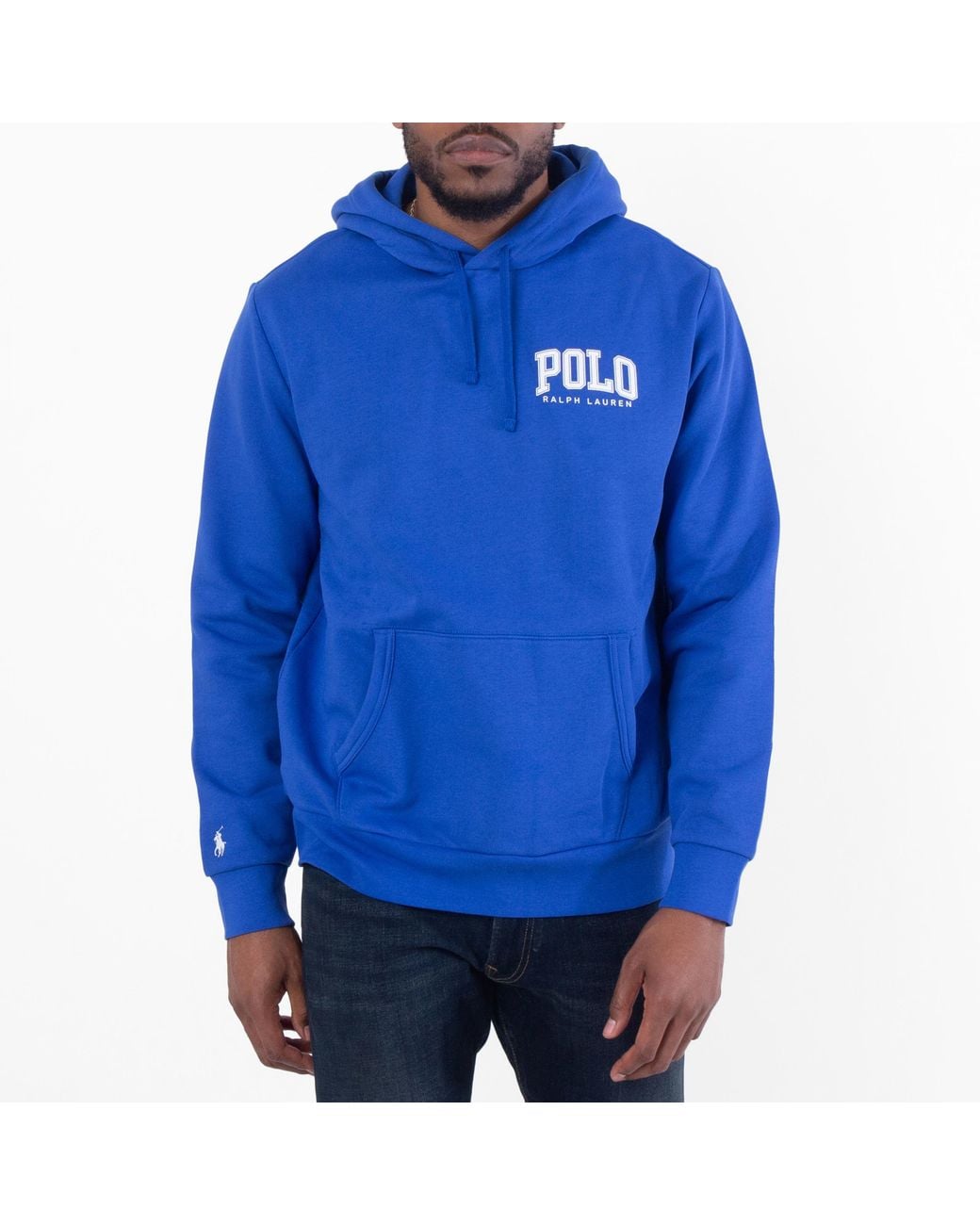 Polo Ralph Lauren Blue Logo-Embroidered Fleece Hoodie for men