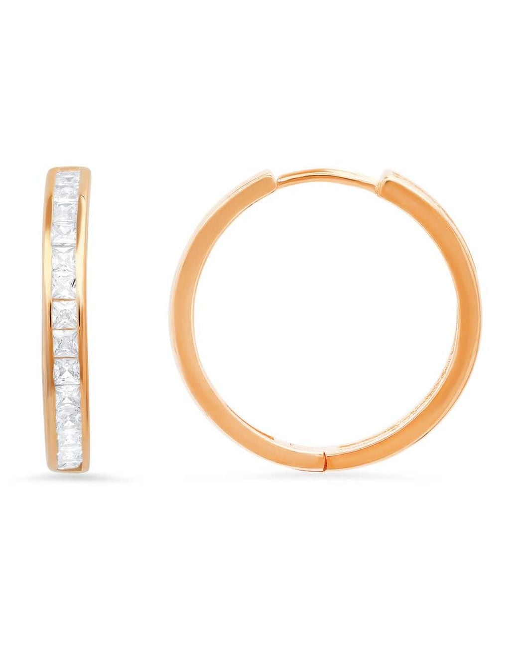 Kylie Harper Metallic 14K Rose Over Princess-Cut Cubic Zirconia Cz Hoop Earrings for men