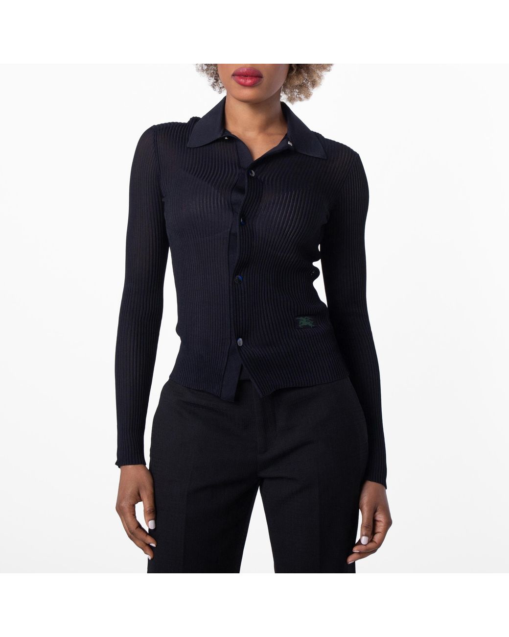 Burberry Blue Rib Knit Shirt