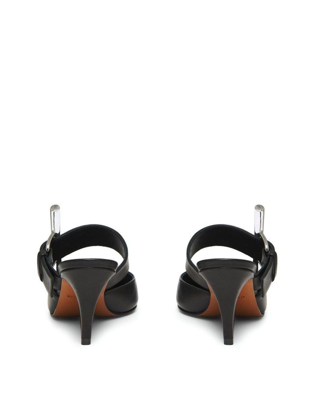 McQueen Black Ladies Birdee Leather Mules, Brand Size 37 Us
