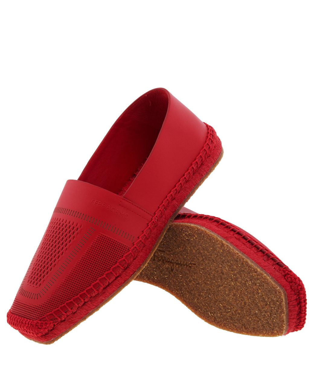 Ferragamo Red Seda Leather Espadrilles