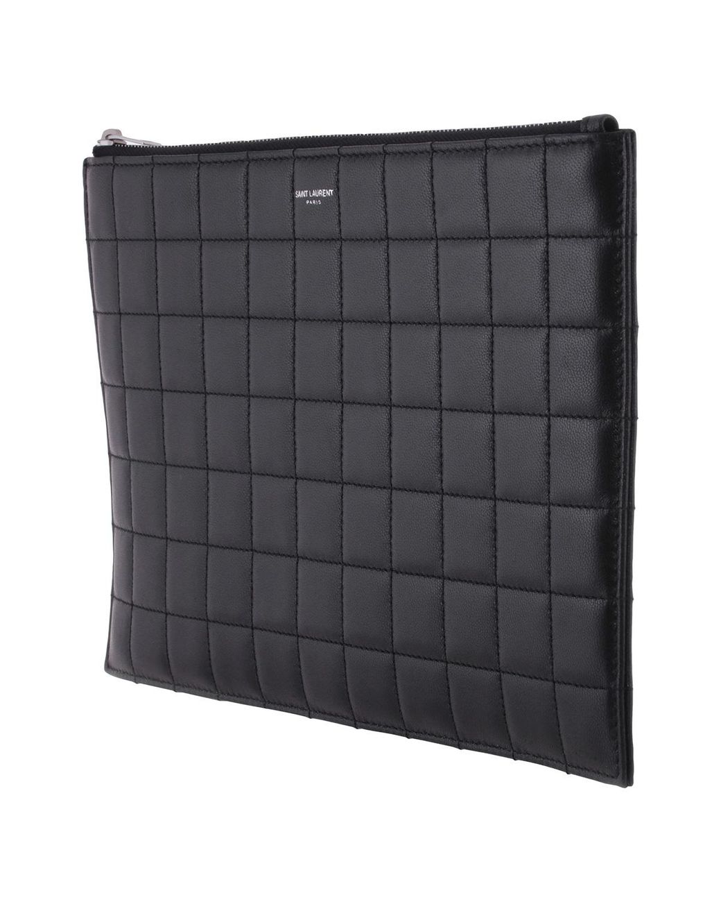 Saint Laurent Black Quilted Leather Logo Pouch for men