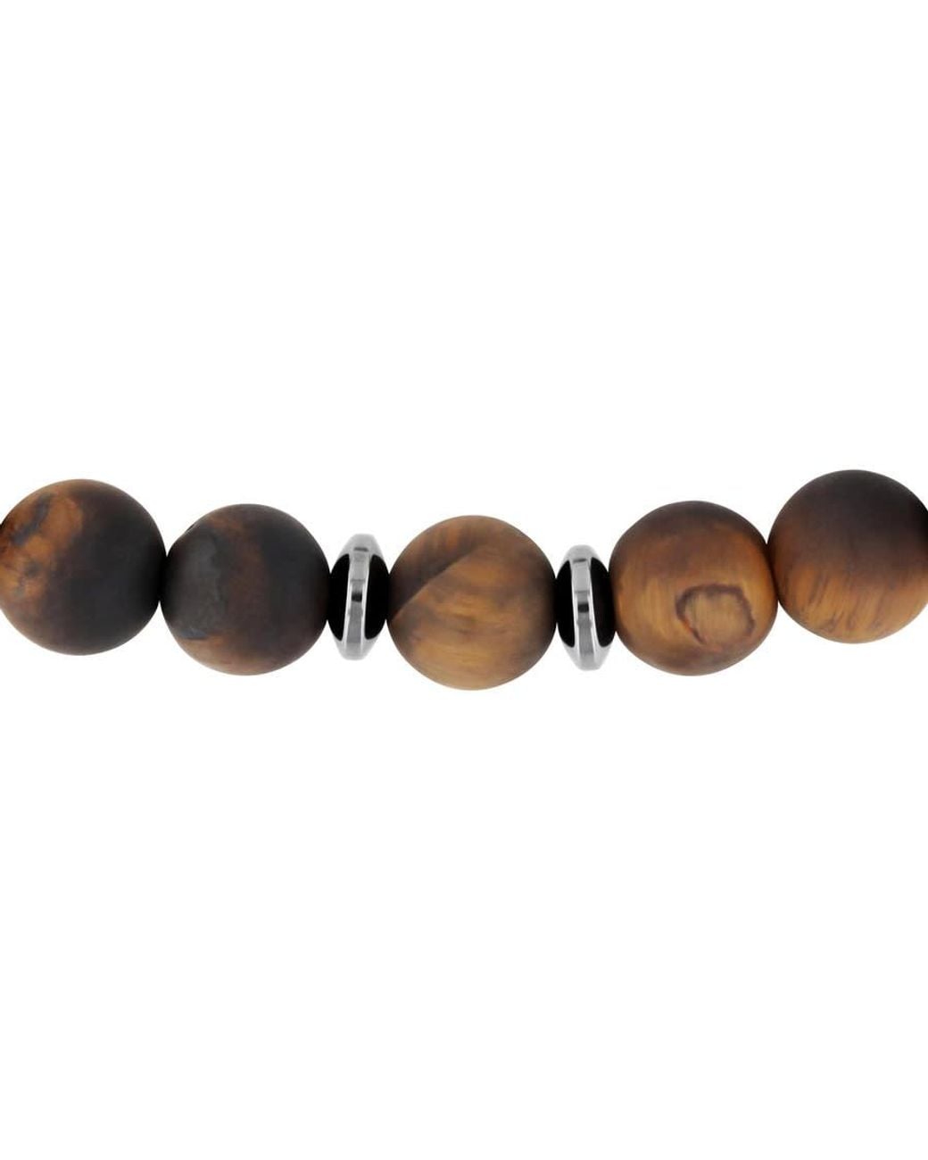 Robert Alton Brown Stainless Steel And Tiger Eye Bead Bolo Bracelet for men
