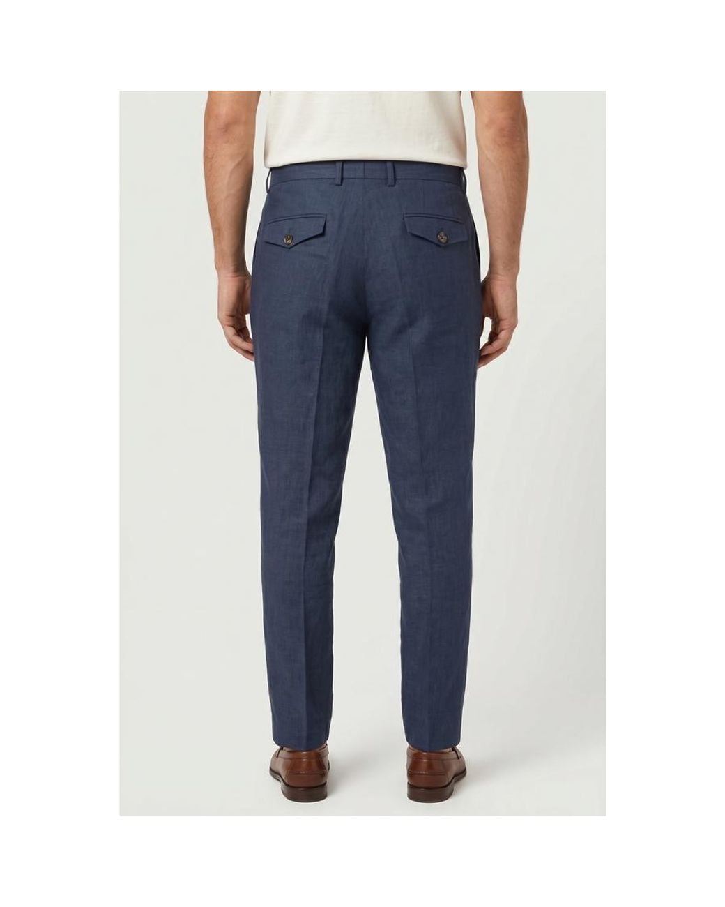 Brunello Cucinelli Blue Linen Tailored Trousers, Brand Size 52 (Us for men