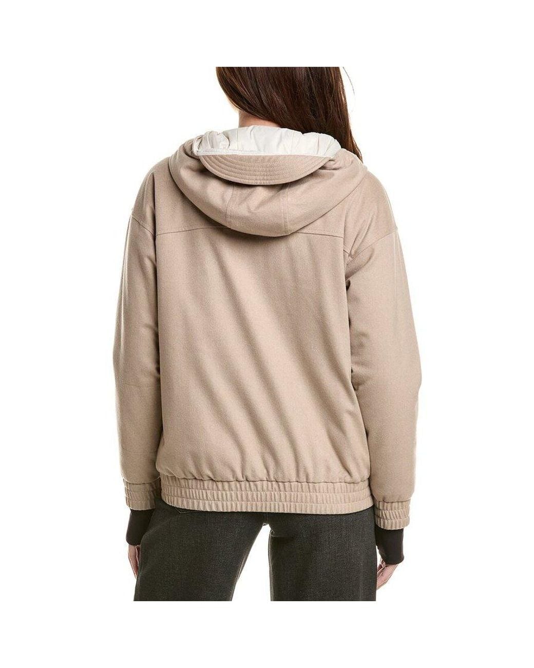 Brunello Cucinelli Natural Hooded Pullover Jacket, Brand Size 42 (Us for men