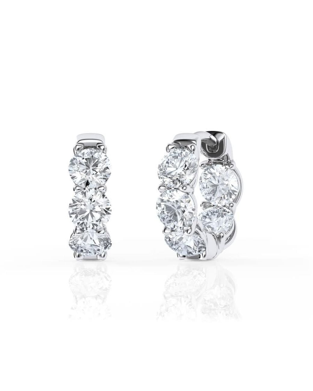 Brilliant Diamond Metallic 2 Carat Lab Grown Diamond Huggie Hoop Earrings For for men