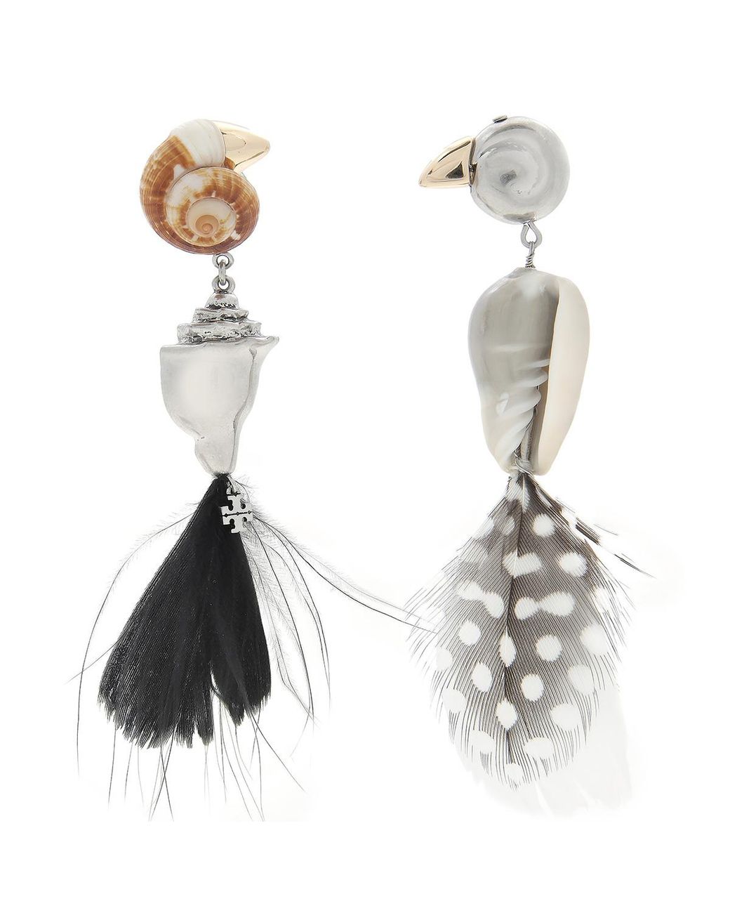 Tory Burch White Natural Feather Bird Earring for men