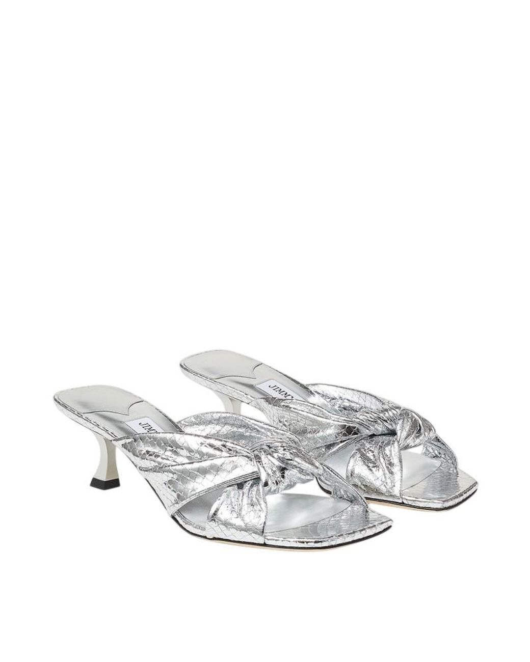 Jimmy Choo White Avenue 50 Snake-Effect Leather Mules