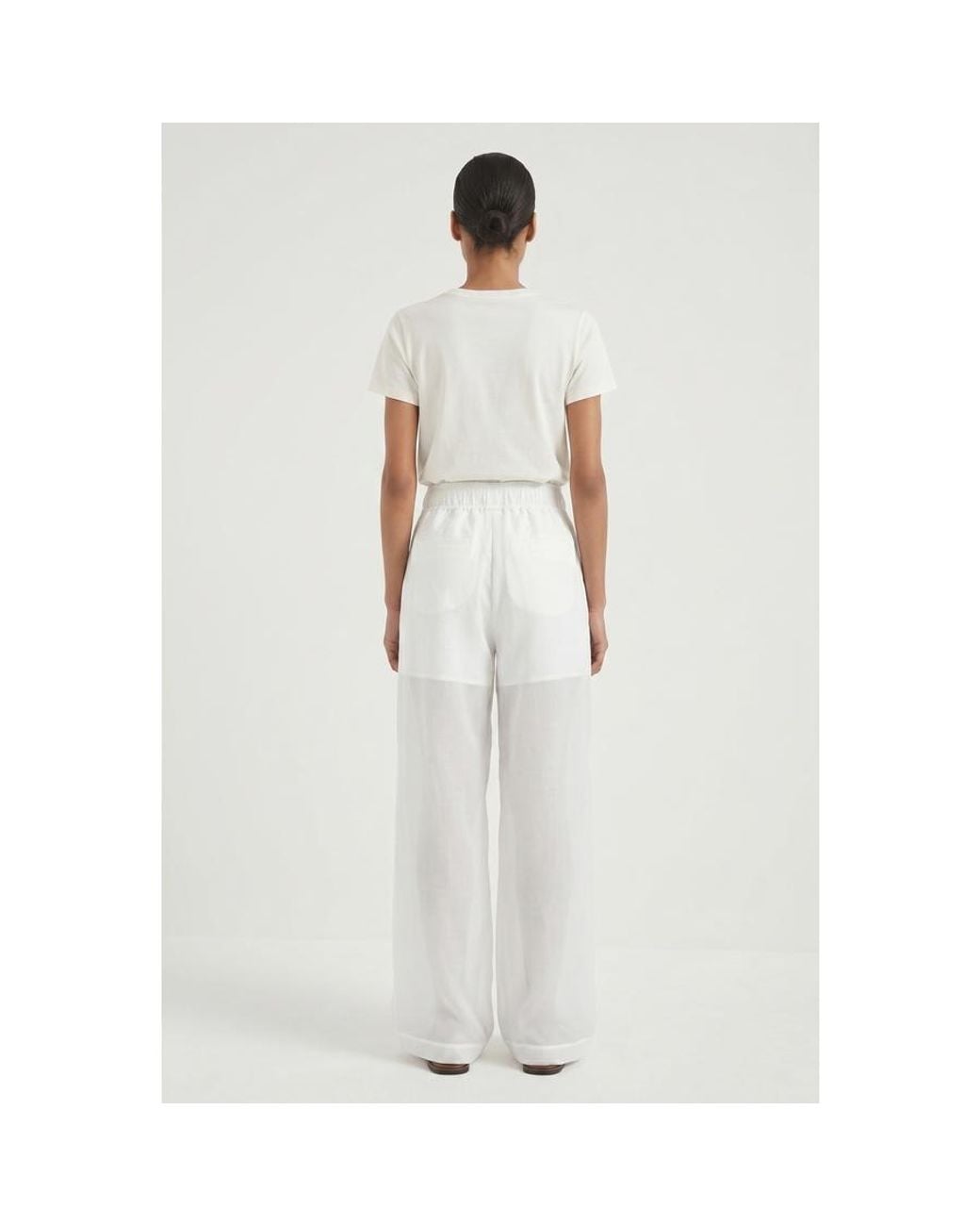 Brunello Cucinelli White Wide Leg Cotton Trousers, Brand Size 44 (Us for men