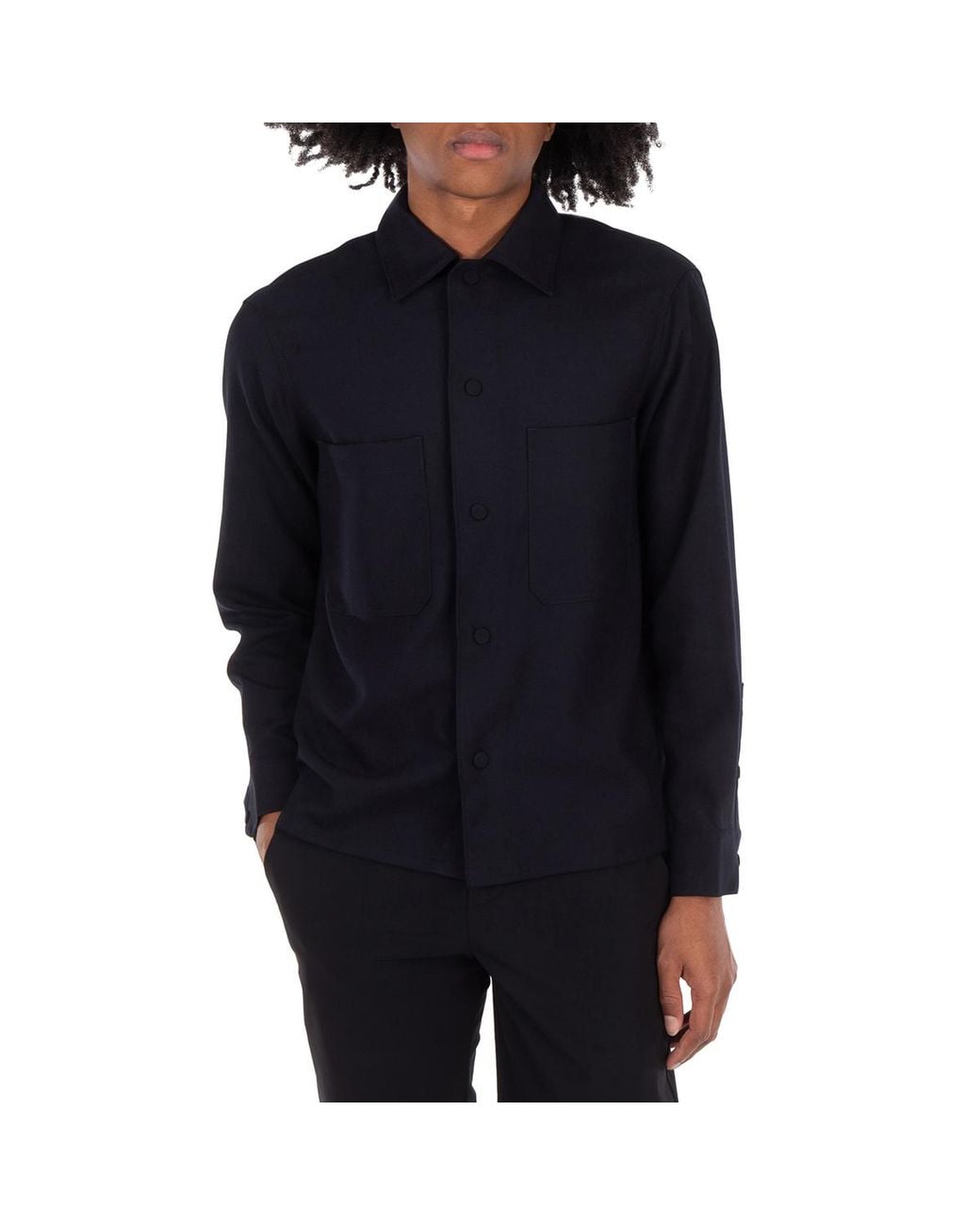 Emporio Armani Black Patch Pockets Long-Sleeve Shirt for men