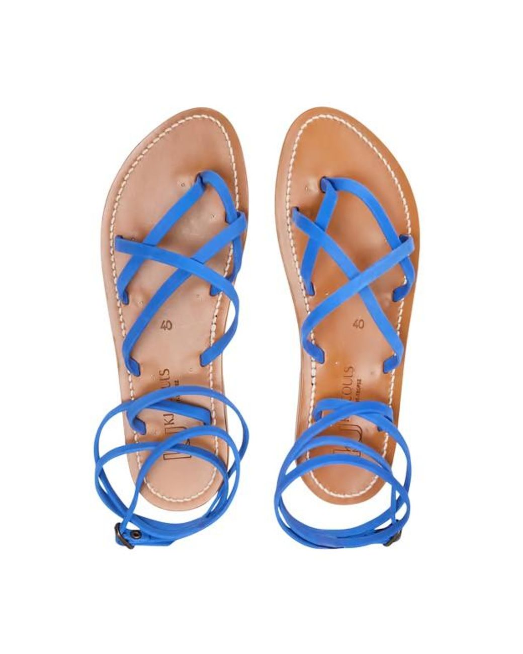 K. Jacques Blue Criss-Cross Strap Zenobie Sandals, Brand Size 35 (Us