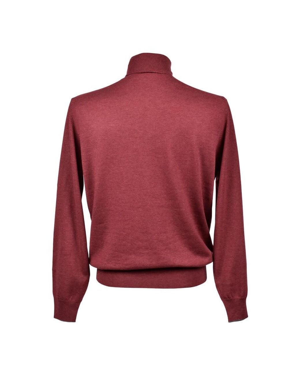 Brunello Cucinelli Red Burgundy Cashmere Turtleneck Sweater for men
