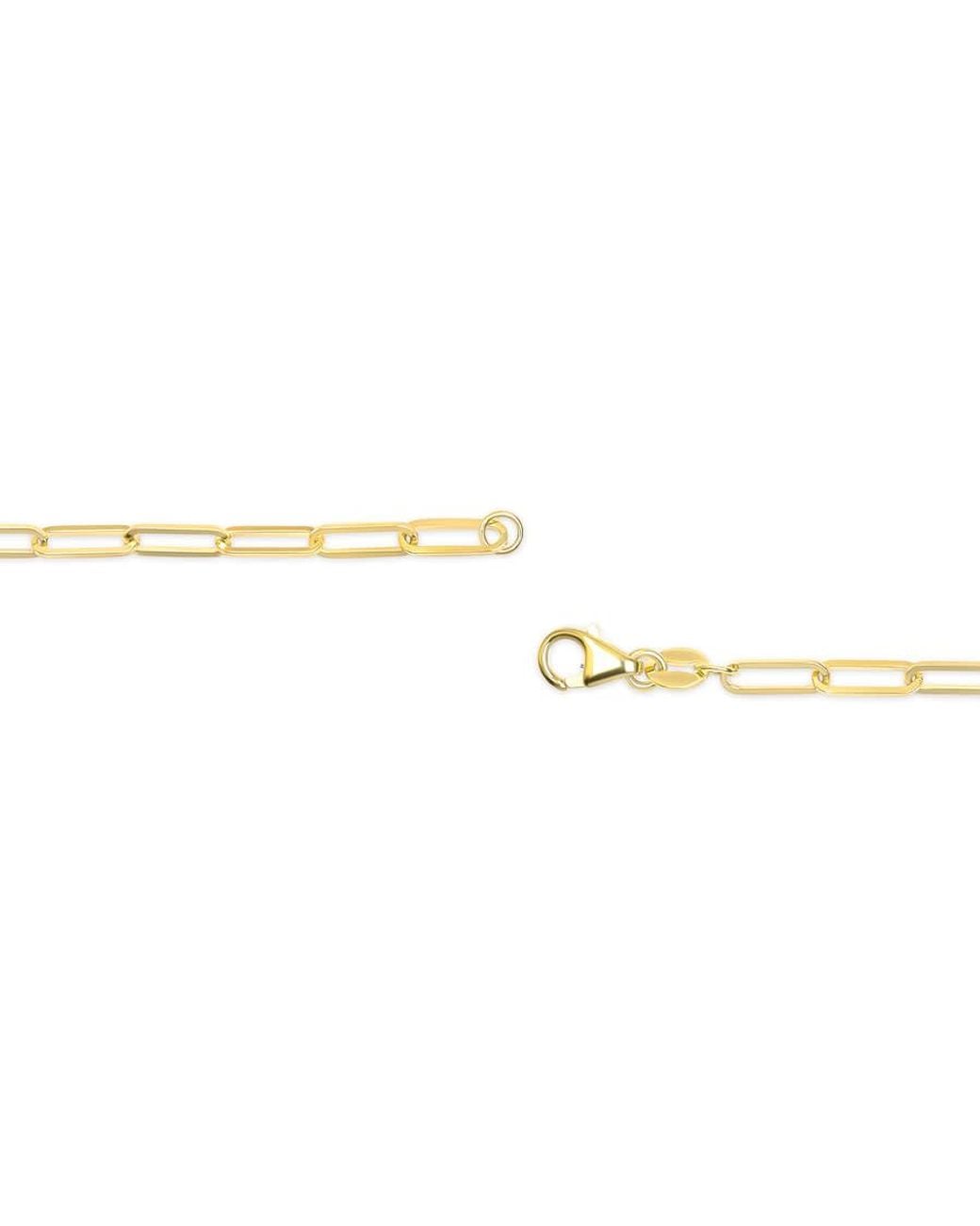 Haus of Brilliance Metallic Solid 14K 2.5Mm Paperclip Chain Necklace 18" Inches