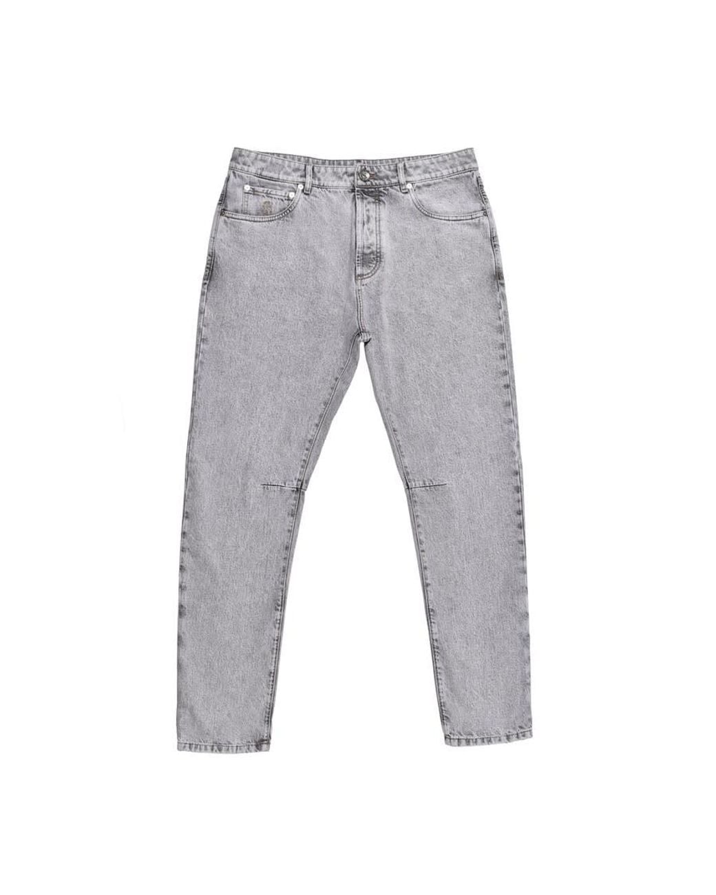 Brunello Cucinelli Gray Stone Denim Five-Pocket Jeans, Brand Size 54 (Us for men