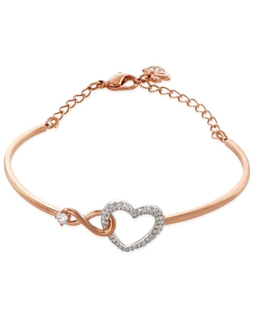 Swarovski Metallic Mixed Metal Finish Infinity Heart Adjustable Bangle for men