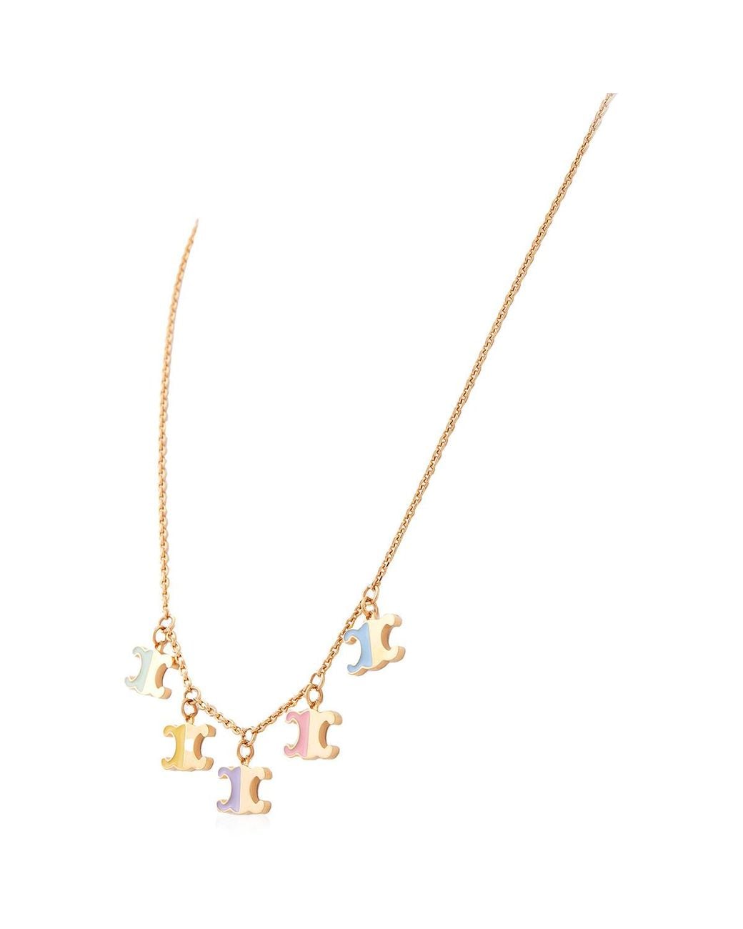 Céline Metallic Logo Charm Necklace for men