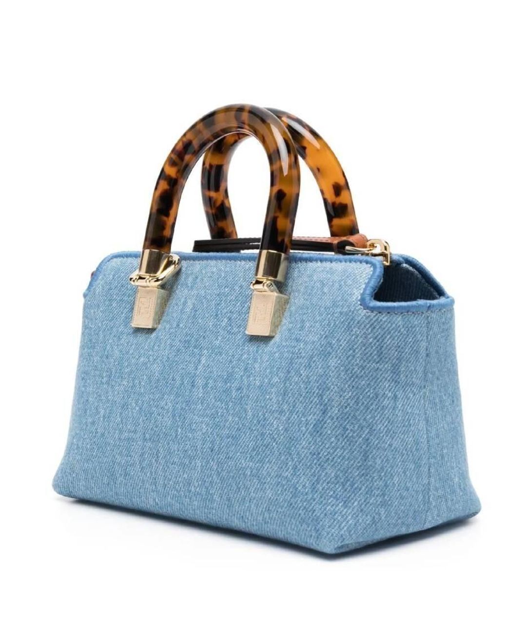 トートバッグ FENDI Embroidered Denim Medium By The Way Crossbody Bag Fendi By The Way Logo Embroidery Denim Handbag in Blue | Lyst