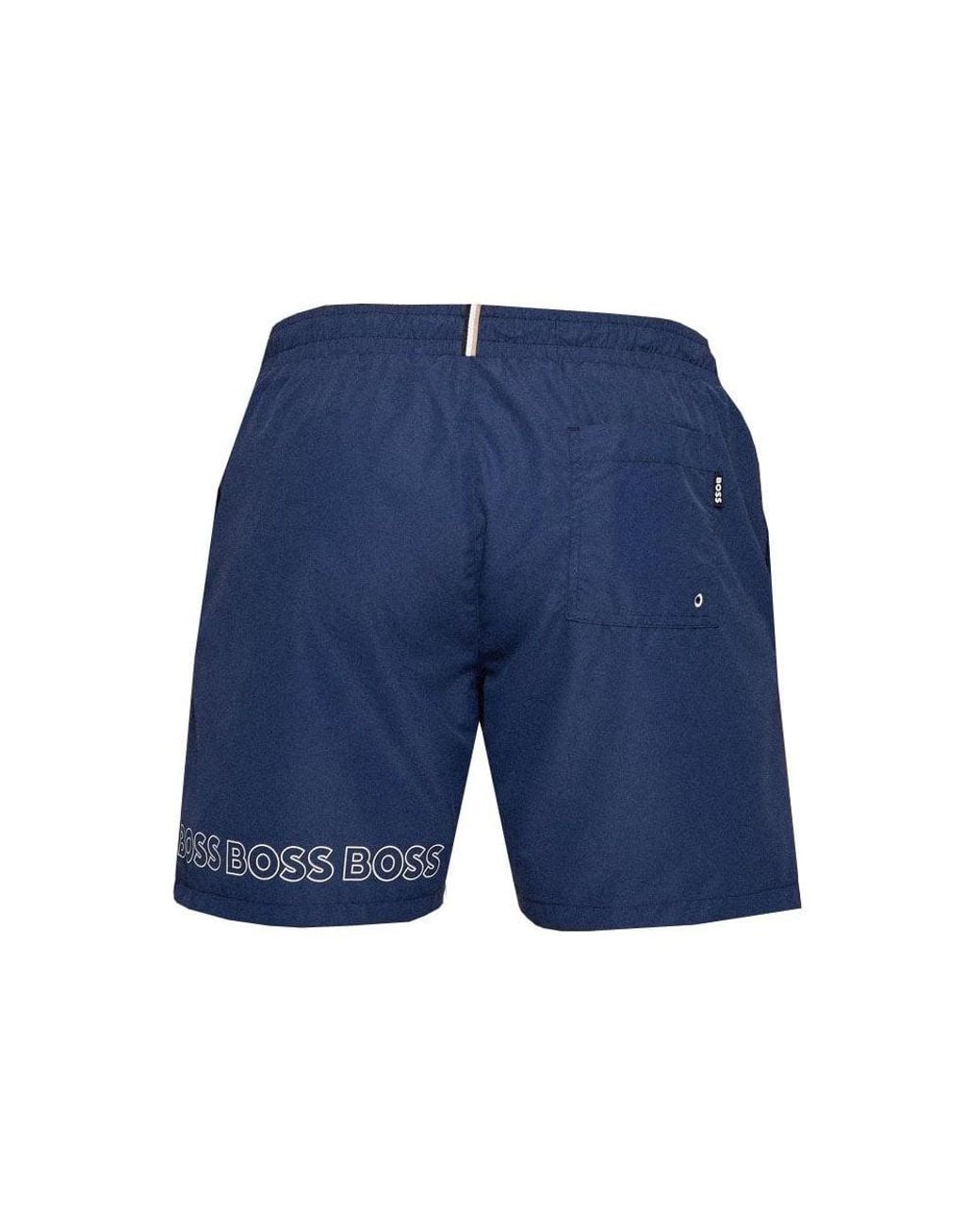 Boss Blue Dolphin Logo Swim Shorts for men