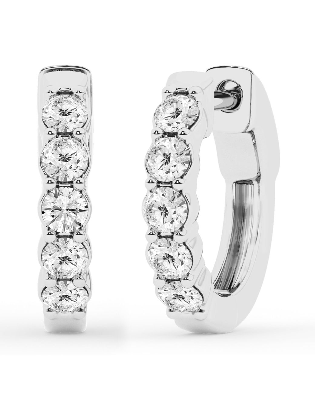 Brilliant Diamond Metallic 0.50 Carat Round Lab Grown Diamond Hoop Earrings for men