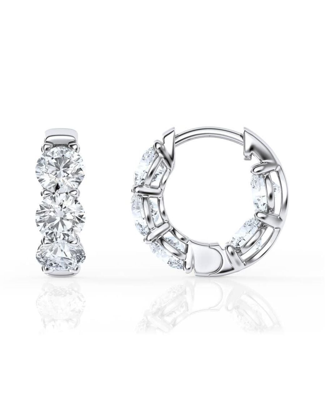 Brilliant Diamond Metallic 3 Carat Lab Grown Diamond Huggie Hoop Earrings For for men