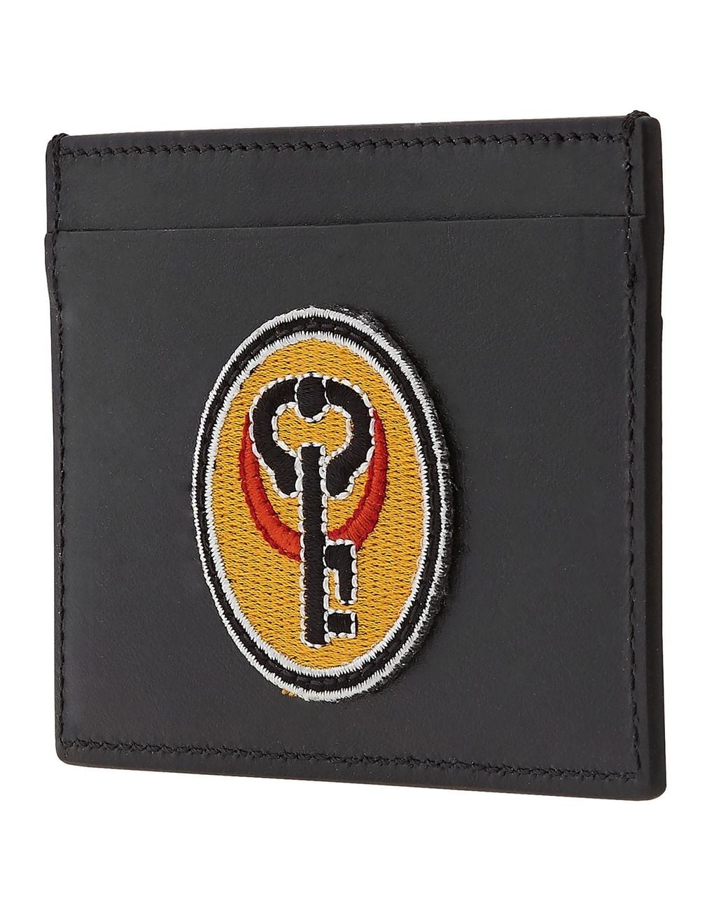 Roberto Cavalli Black Key Symbol Patch Card Holder for men