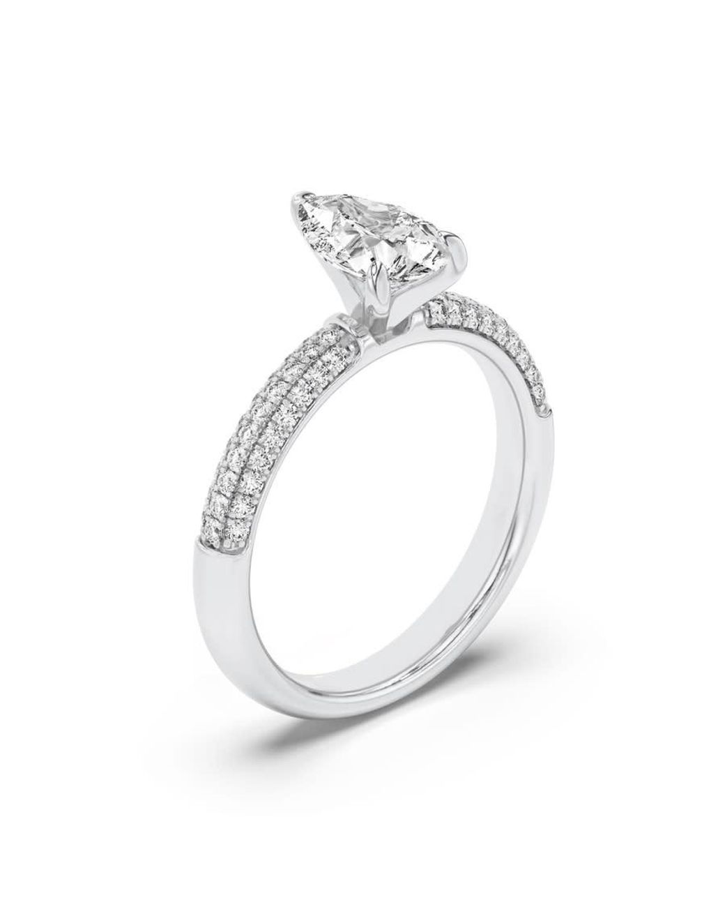Mure And Co White 1.5Ctw Pear Shaped Lab Grown Diamond (F/Vvs) Three Row Micro Pave Engagement Ring for men