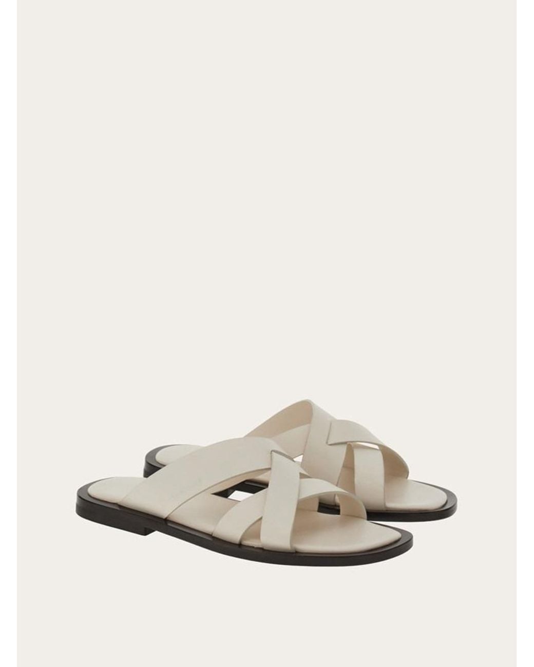 Ferragamo Natural Forino Interwoven Strap Sandals for men