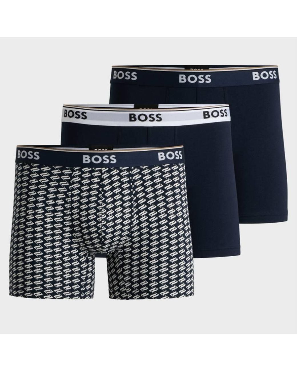 Boss Blue 3-Pack Of Stretch-Cotton Boxer Briefs