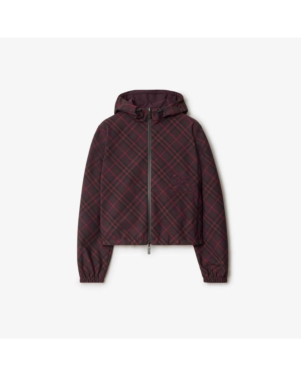 Burberry Purple Cropped Reversible Check Hooded Jacket for men