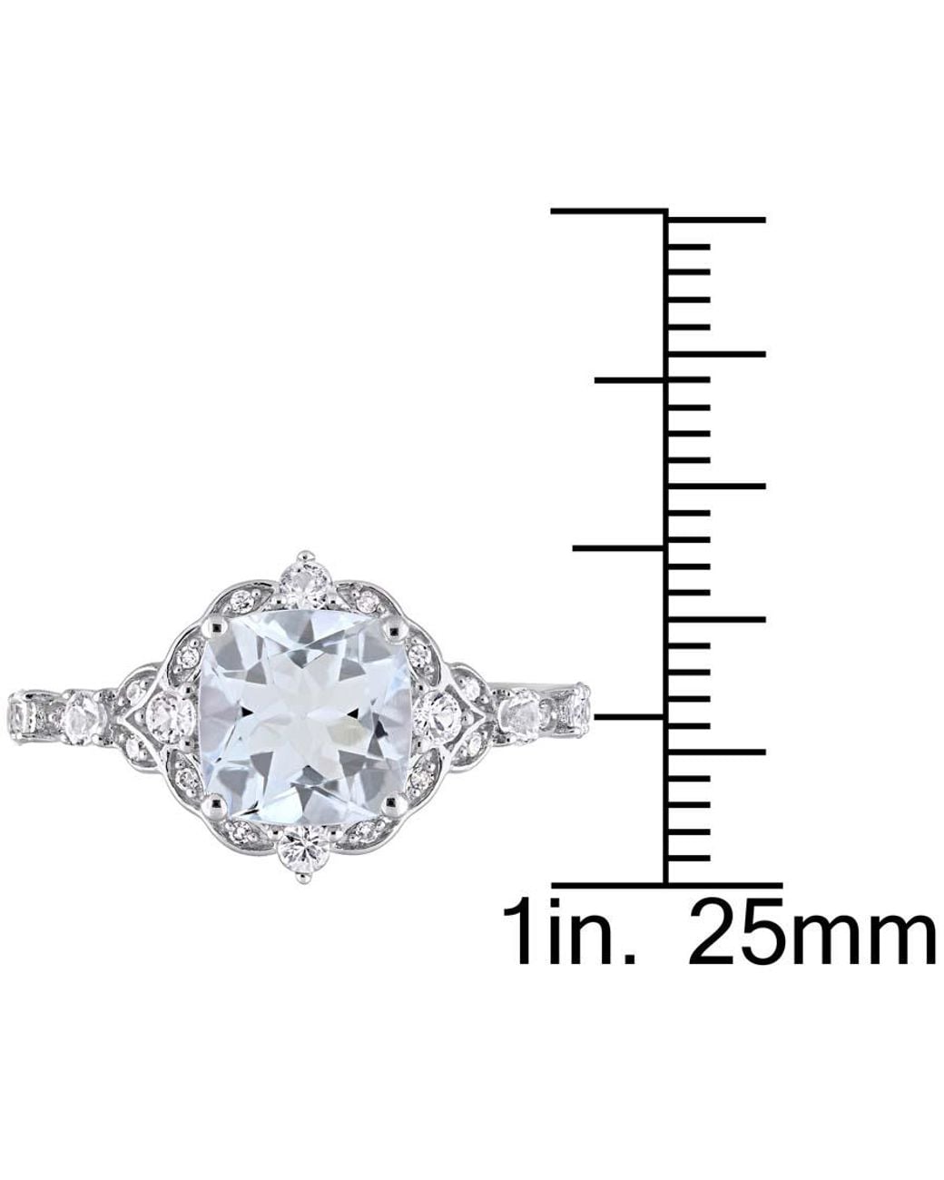 Amour Metallic 2 3/5 Ct Tgw Cushion-Cut Aquamarine, Sapphire And Diamond Accent Vintage Ring for men