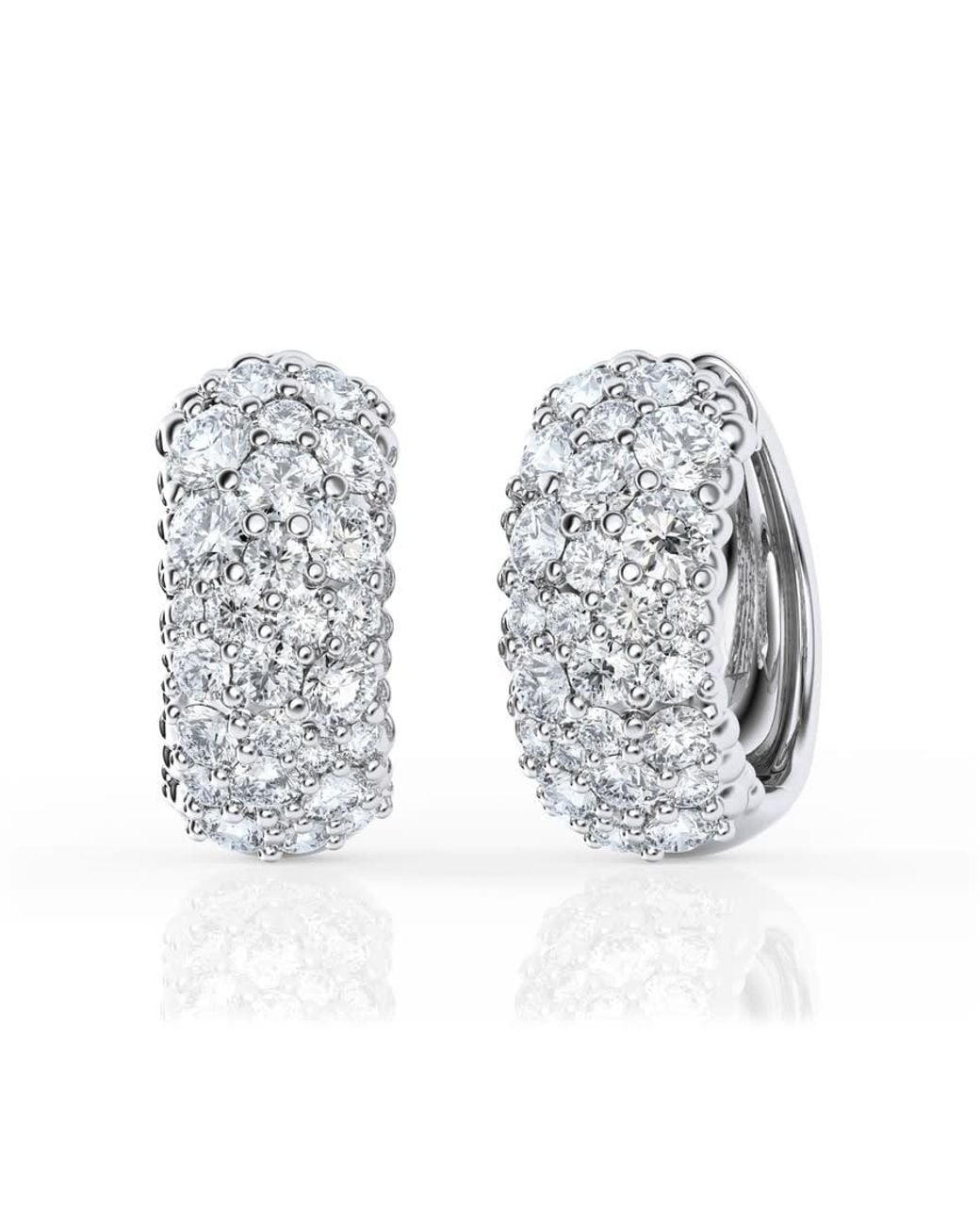 Brilliant Diamond Metallic 4 Carat Round Lab Grown Cluster Diamond Hoop Earrings for men