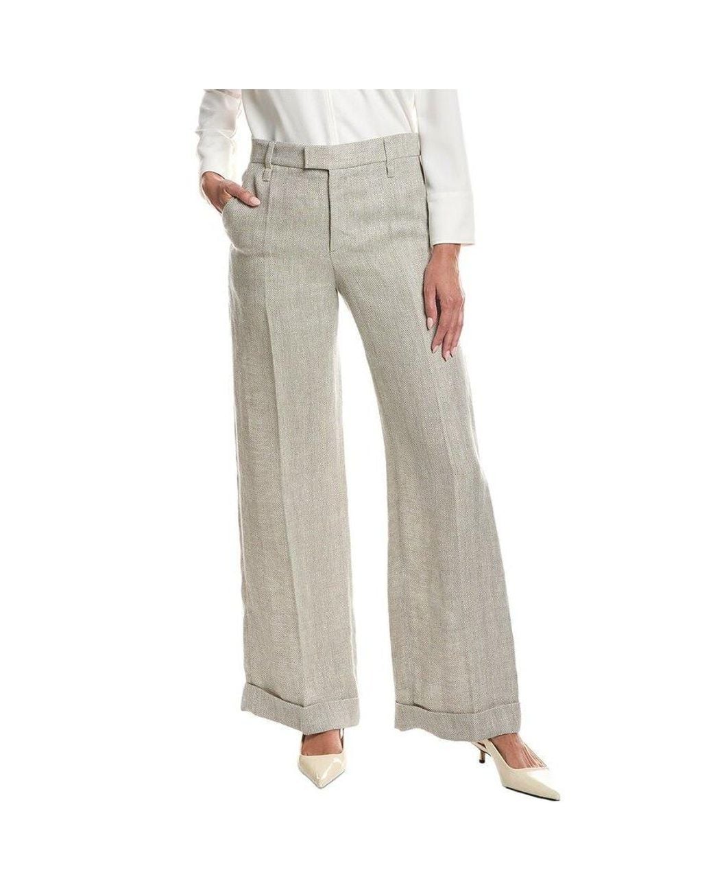 Brunello Cucinelli Gray Light Linen Trousers, Brand Size 40 (Us for men
