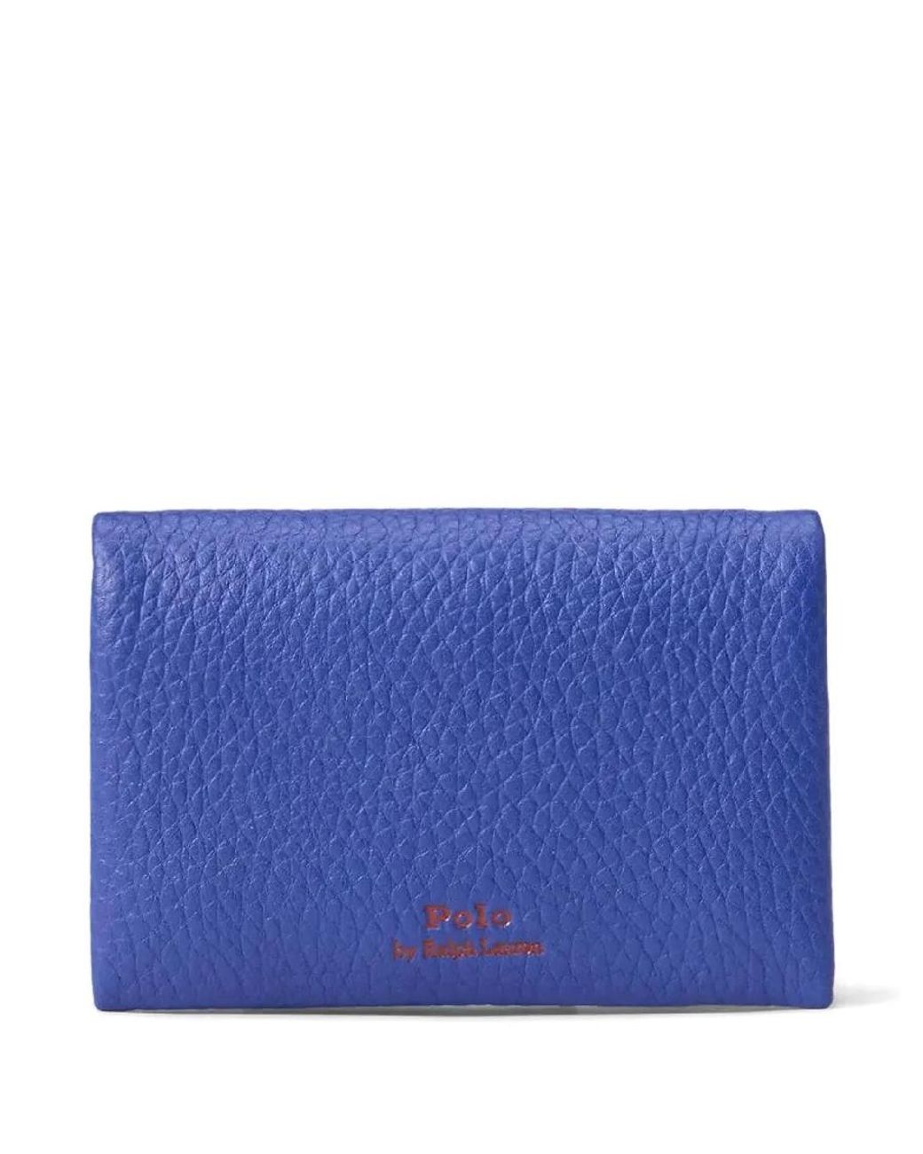 Polo Ralph Lauren Blue Logo Stamp Snap Leather Wallet for men