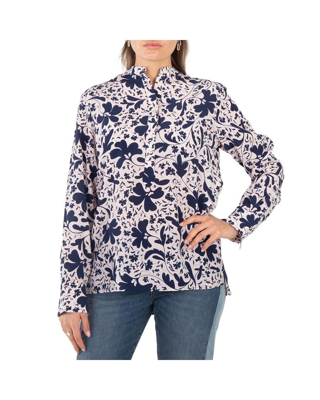 Stella McCartney Blue Silk Forest Floral Print Shirt
