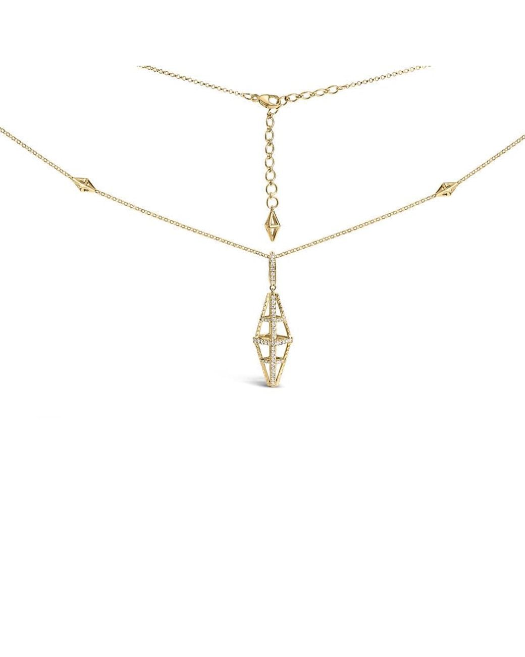Haus of Brilliance White 14K 1.0 Cttw Diamond Studded Geometric Double Pyramid 18" Pendant Necklace for men