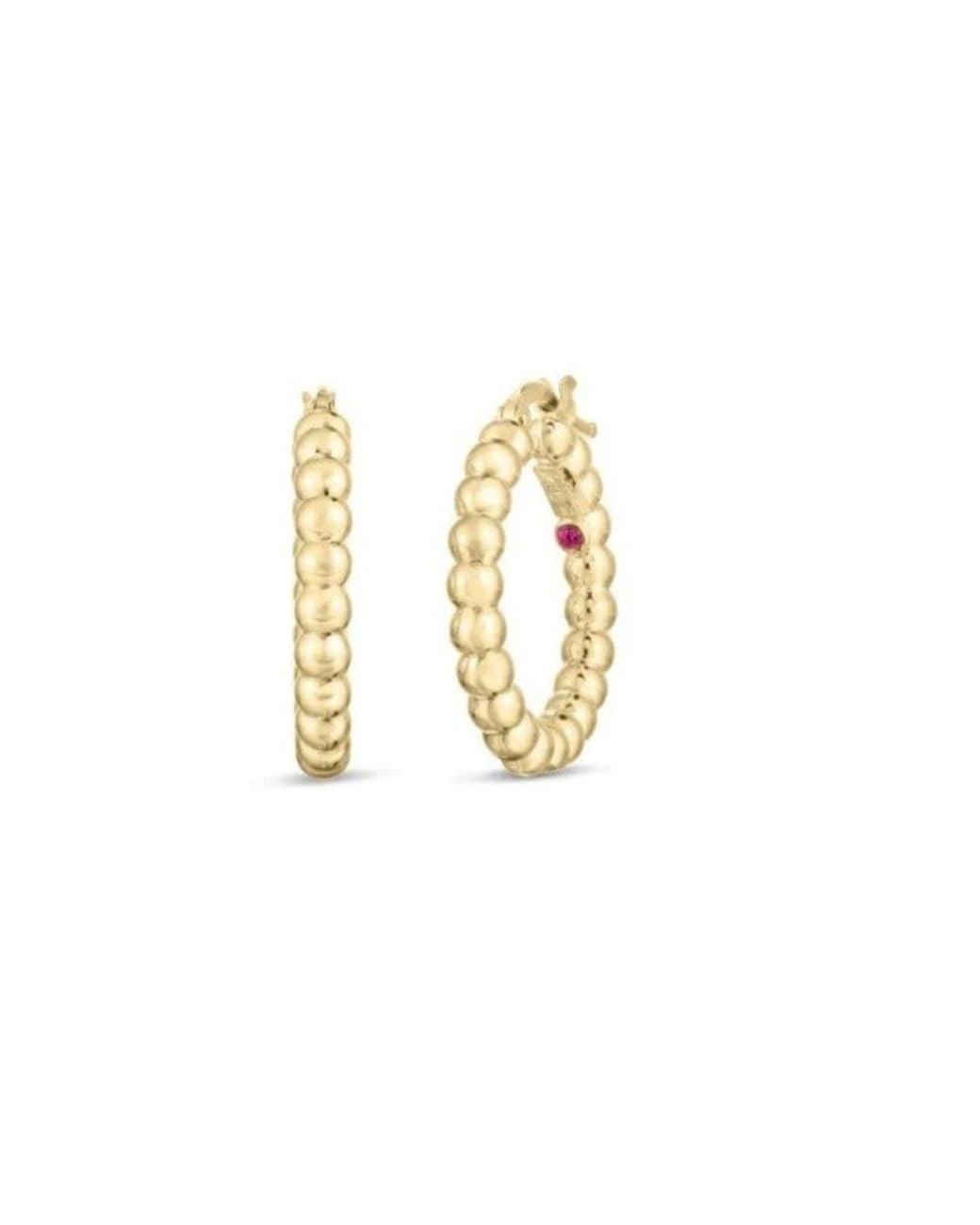 Roberto Coin Metallic 18K Oro Classic Hoop Earrings for men