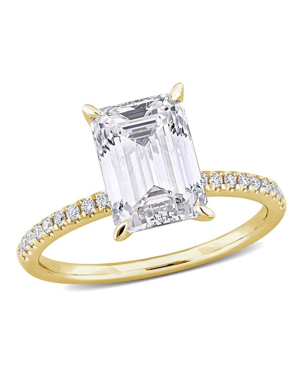 Created Forever Metallic 3 1/10Ct Tw Emerald And Round-Cut Lab-Grown Diamond Solitaire Engagement Ring for men