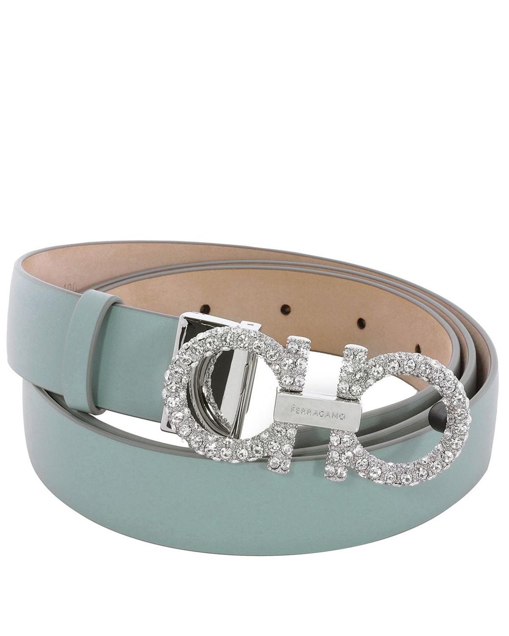 Ferragamo Gray Adjustable Gancini Buckle Leather Belt for men