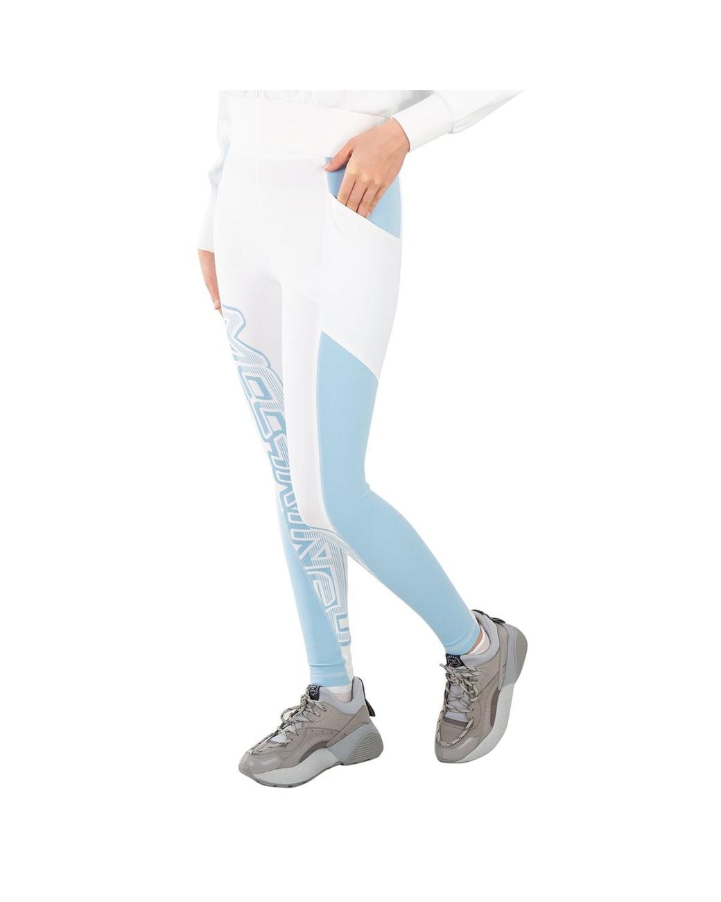Stella McCartney Blue Scuba Logo Print Leggings, Brand Size 34 (Us