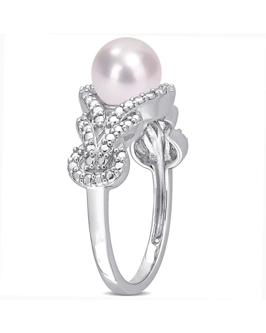 Amour Metallic 5Mm Freshwater Cultured Pearl And Diamond Accent Infinity Ring for men