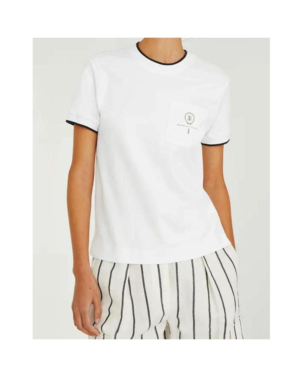 Brunello Cucinelli White Cotton Crew Neck T-Shirt, Size X-Large for men