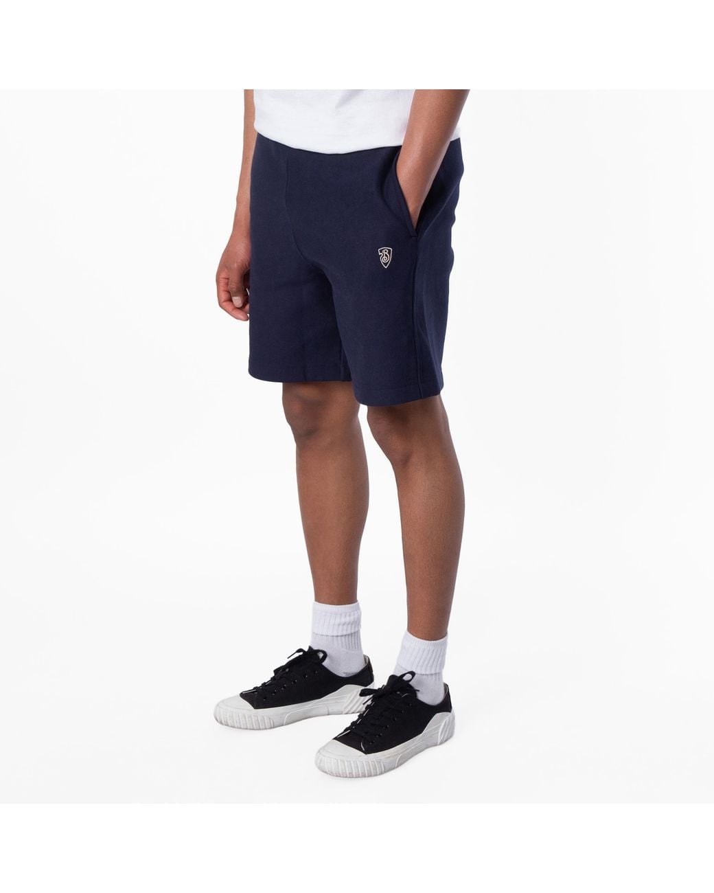 Burberry Blue B-Shield Embroidered Cotton-Blend Shorts for men