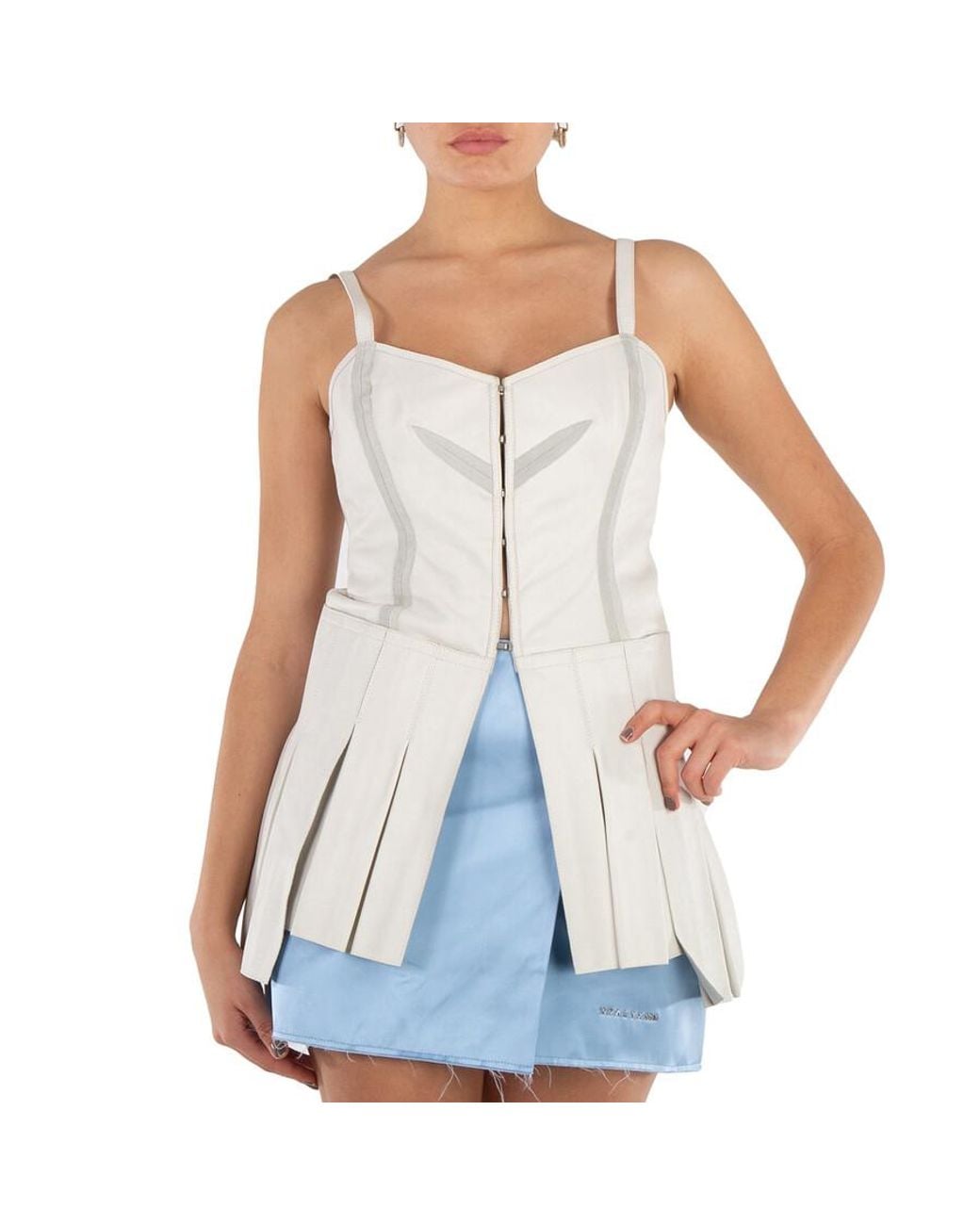1017 ALYX 9SM White Ladies Leather Corset Top, Brand Size 40 (Us