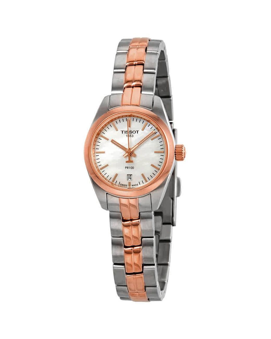 Tissot T-classic Mother Of Pearl Dial Two-tone Ladies Watch - Lyst