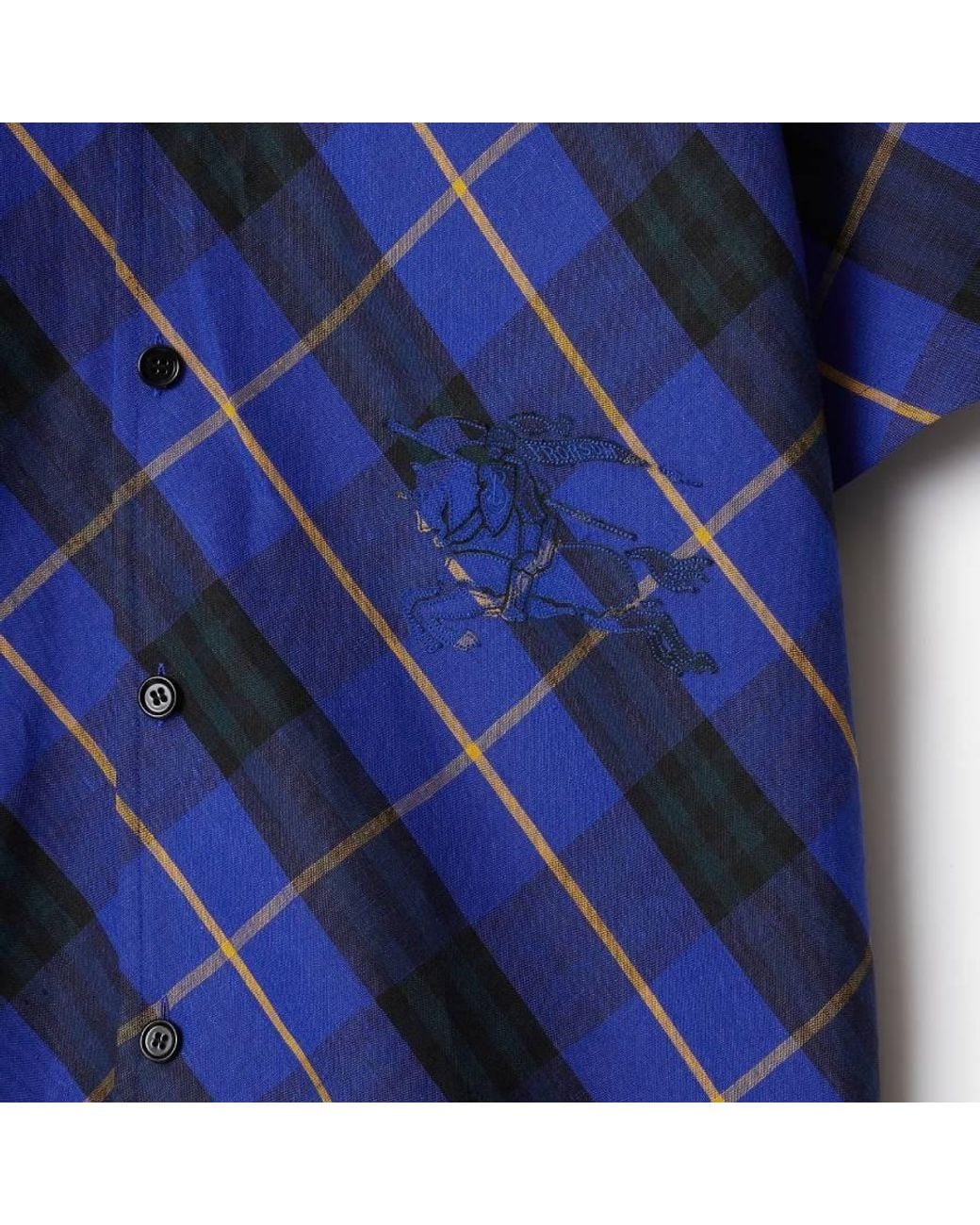 Burberry Blue Checkered Button Down Shirt for men