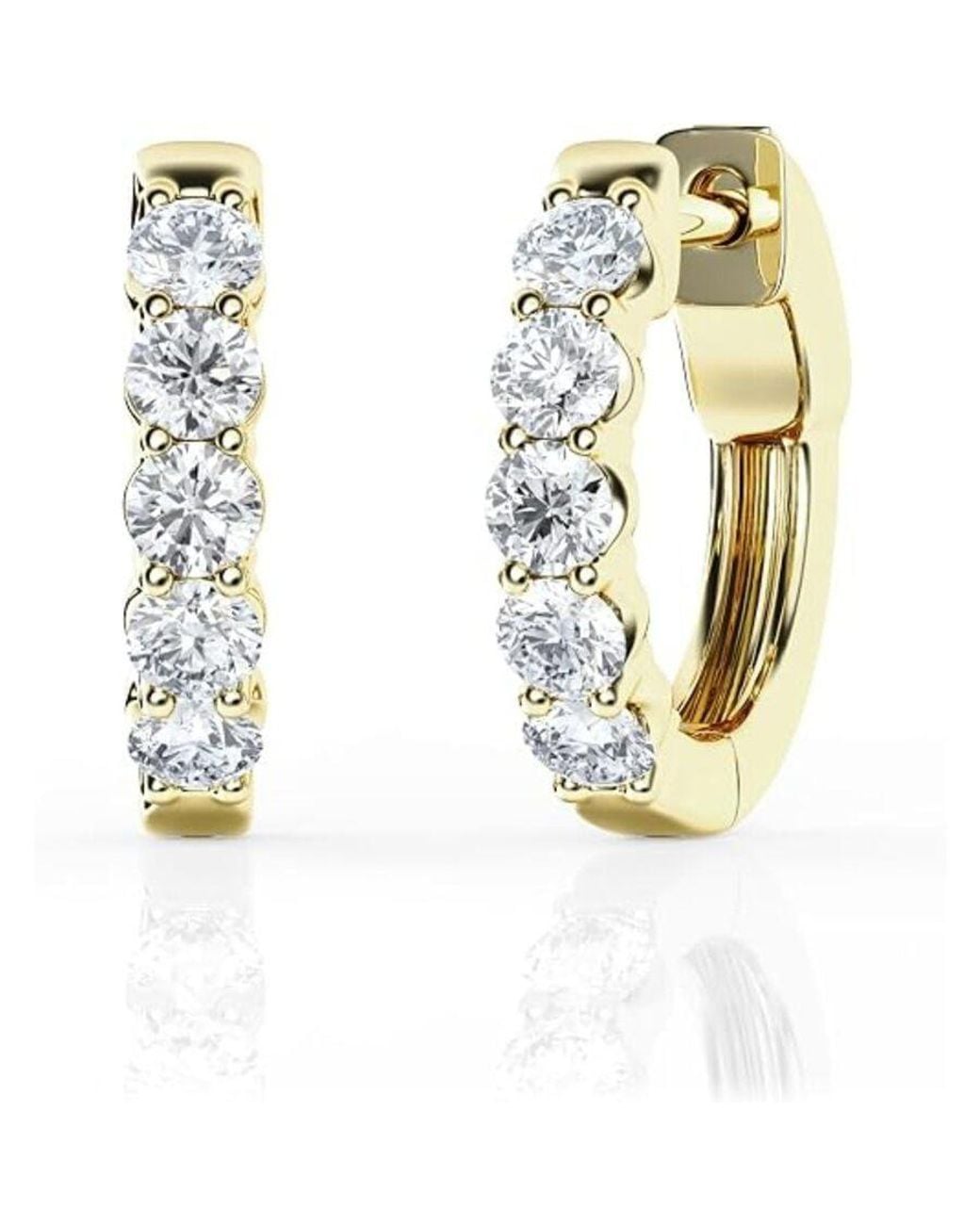 Brilliant Diamond Metallic 0.50 Carat Round Lab Grown Diamond Huggie Hoop Earrings for men