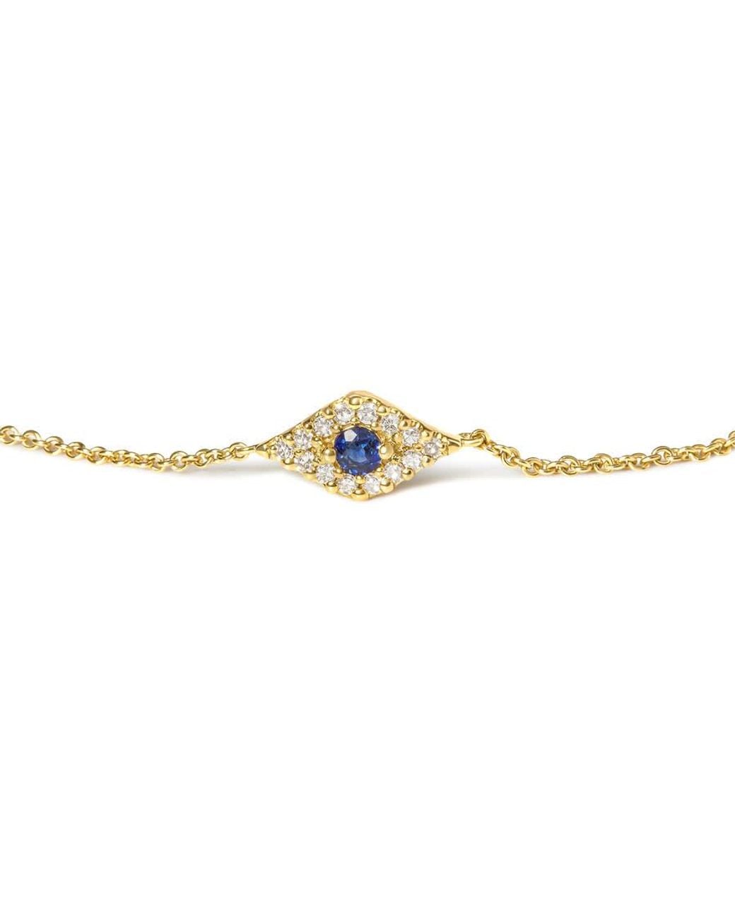 Haus of Brilliance Metallic 10K Sapphire And Diamond Accent Evil Eye Station Link Bracelet (H-I Color, I1-I2 Clarity) for men