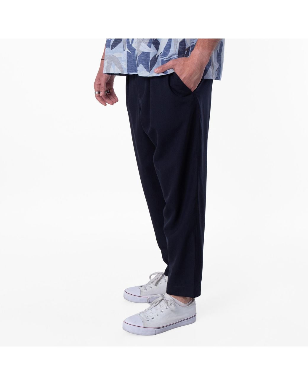 Marni Blue Drawstring Waist Wool Trousers for men