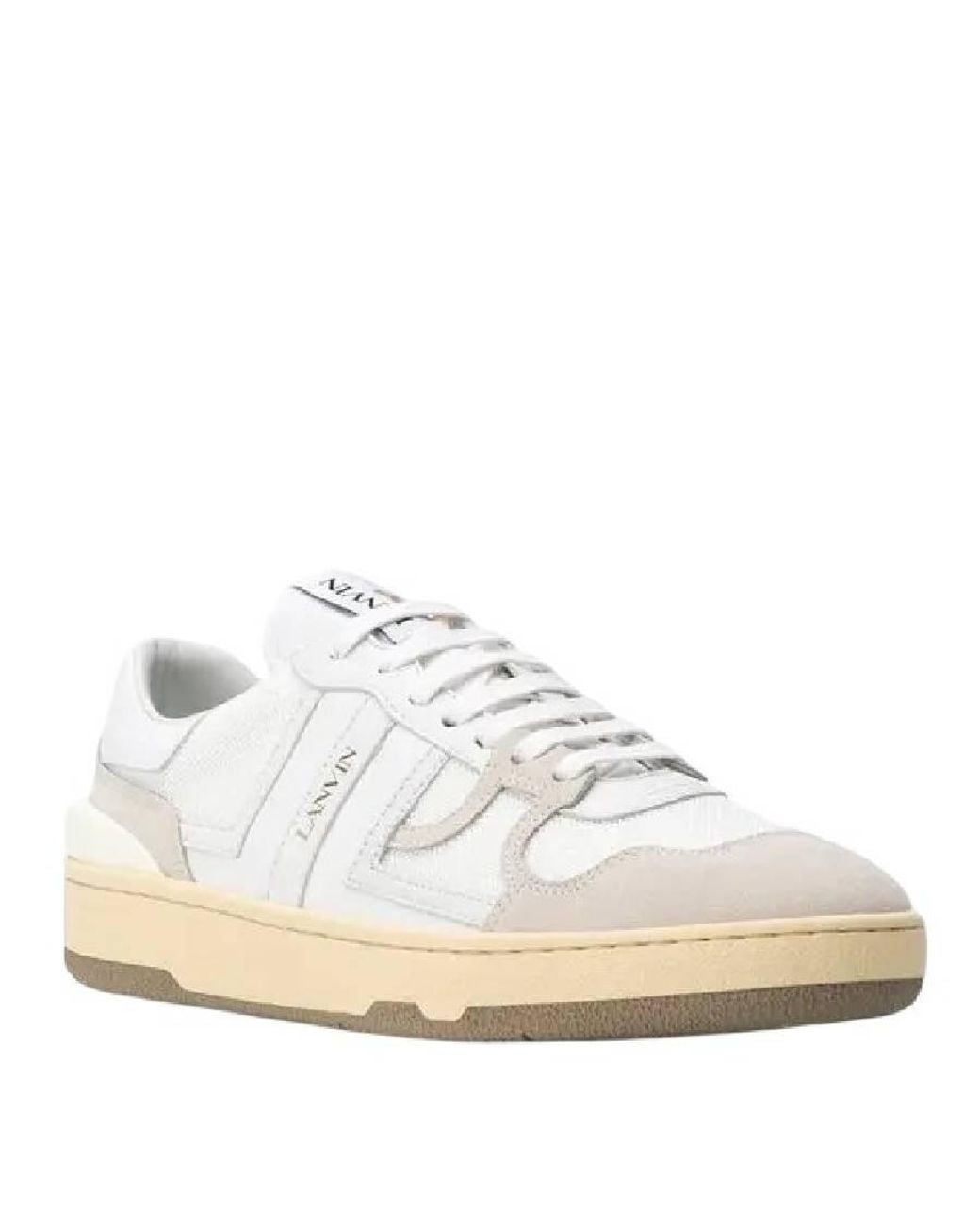 Lanvin White Low Top Leather Sneakers, Brand Size 35 (Us